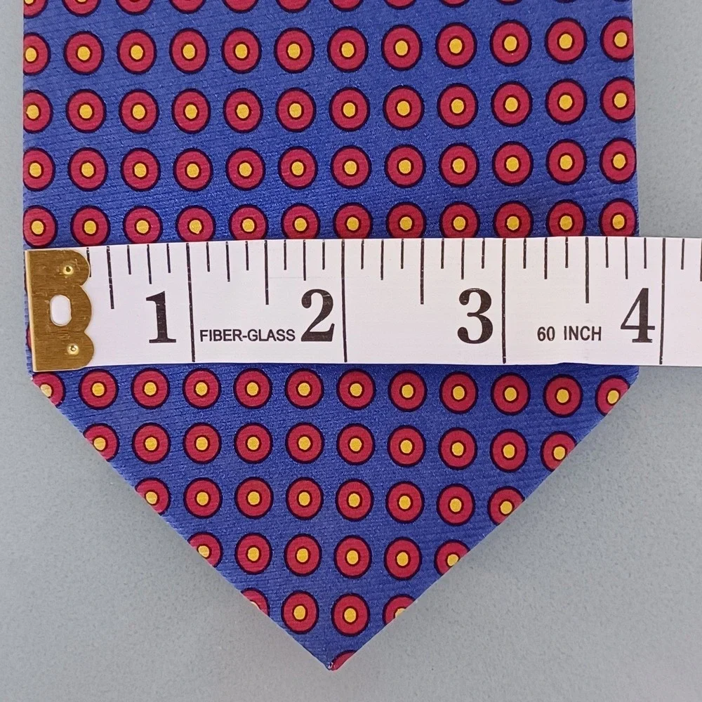 Polo Ralph‎ Lauren Silk Tie Blue Red Yellow Polka Dot Mens USA Made